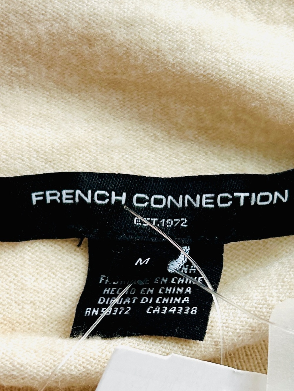 French Connection Babysoft Cream Roll Neck Midi Dress Side Slit Medium - Picture 11 of 13